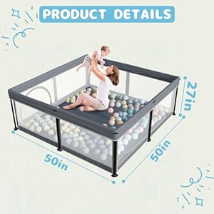 Torevsior foldable baby playpen with mat 5050 foldable playpen for babies and toddlers indoor outdoor kids safety play pen portable play yard foldable baby playpen with 50 ocean balls  urban country home decor