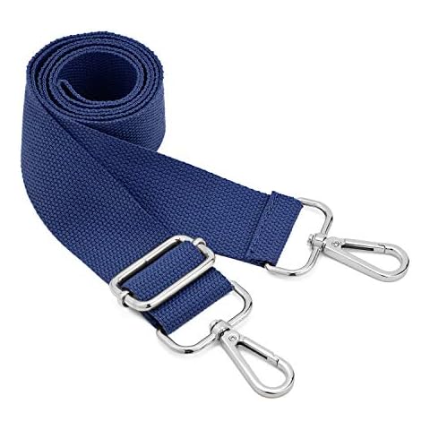 Wide Shoulder Bags Strap,Adjustable Replacement Belt Bag Strap with Silver Swivel Hooks Soft Canvas Purse Straps Messenger Bag Changeable Long Strap For Crossbody Handbag(Silver-Blue) Cover