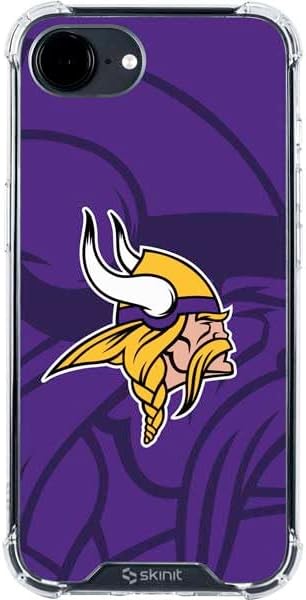 Skinit Clear Phone Case Compatible with iPhone 16e - Officially Licensed NFL Minnesota Vikings Double Vision Design