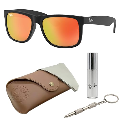 Image of Ray-Ban RB4165 JUSTIN COLOR MIX Square Shaped Sunglasses for Men with Official RAYBAN Eyewear Kit