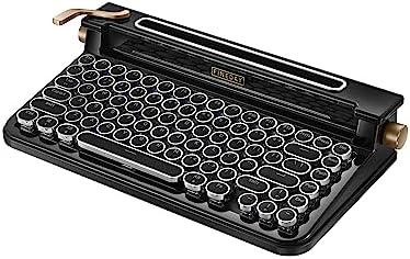 FINEDAY Keyboard 3.0, Blue Switch, US Layout, Retro Wireless Mechanical Keyboard, Typewriter Designed, 83 Keys, Bluetooth 5.0 & USB up to 4 Devices, Wired & Wireless for PC/Laptop Mac/Phone (Black)