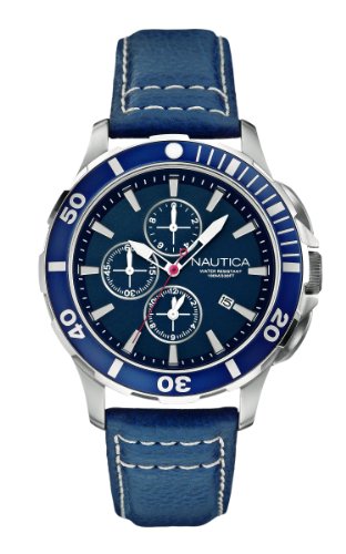 Nautica A20110G - Reloj para Hombres, Correa de Cuero Color Azul