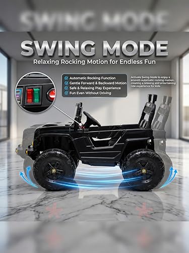 Image of Wishmaster Electric Ride-On SUV - Stylish Off-Road Adventure Car for Kids with LED Lights, Music, Remote & Manual Drive | Music Player