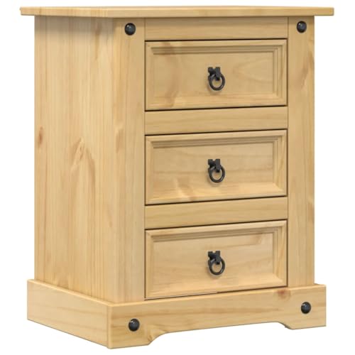 Table de Chevet Corona Meuble de Chambre 3 Tiroirs Petite Commode Rustique - 2