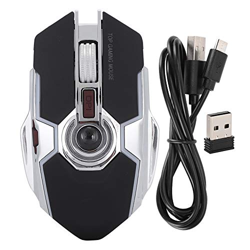 Wireless Gaming Mouse 800-1200-1600 DPI 7 Farben LED-Leuchten Wiederaufladbare stille optische Mäuse für Windows Computer Gamer(Schwarz) Cover