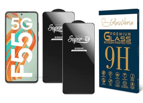 Image of GlassVerse SuperD Oleophobic Tempered Glass For Samsung Galaxy F55 5G (Pack Of 2) with Free Installation Kit Full screen Coverage - 6.7 inch