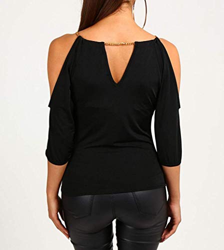Usgreatgorgeous Women’s Open Cold Shoulder Slim Fit Short Sleeve Tee Shirt Casual Blouse Tops (Black,X-Large) #TOP3