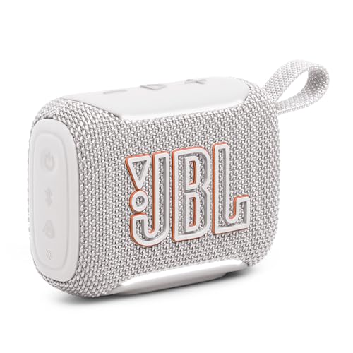 JBL GO5 Bluetoothスピーカー USB C充電/IP68防塵防水/ロスレス再生/アンビエントエッジライト/AirTouch/ステレオペアリング/小型/アプリ対応/Auracast対応/パッシブラジエーター搭載/ポータブル/ホワイト JBLGO5WHTJNの商品画像（Amazon）