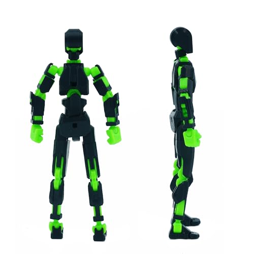Image of Dummy 13 Action Figure Robot | Fully Articulated 3D Printed Robot Toy | 5.4-inch Collectible Figurine | Matte Finish| Unassembeled (Black-Green)