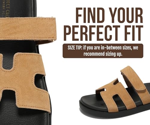 Image of Project Cloud 100% Genuine Leather Sandals for Women Footwear - Stylish Womens Sandals with Plush & Soft Insole - Non-Slip and Water-Resistant Beach Sandals Slides for Women (Mayvy)