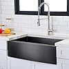 Hotis Black Farmhouse Sink, 33 Inch Farm Sink, Apron-Front 304 Stainless Steel Farmhouse Kitchen Sink, Single Bowl Undermount Apron Sink With Dish Grid
