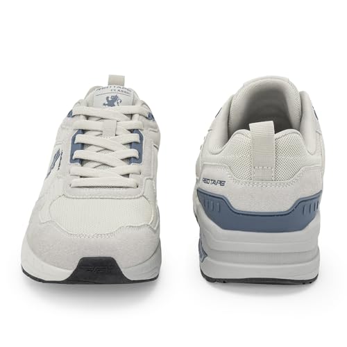 Image of Red Tape Men's Sneakers Grey Blue Pu Mesh Round Lace-Up Easy Movement