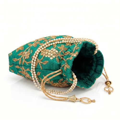 Image of Woman's Silk Hand Work Handbag Potli Bag