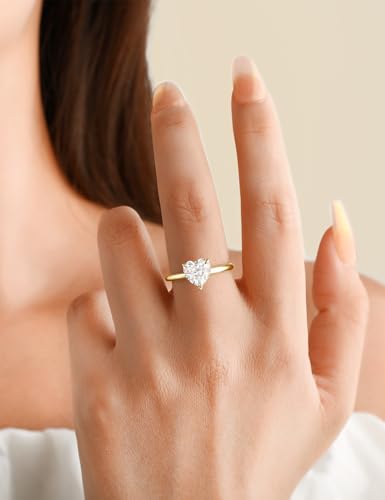Elspeth 925 Sterling Silver Engagement Ring for Women, Heart Shaped 1.5CT Cubic Zirconia Halo Wedding Promise Ring Size 5.5 — view 3