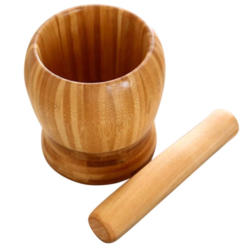 Pestle and Mortar Wooden Set Hand Masher Garlic Spice Grinder Mortar Bowl