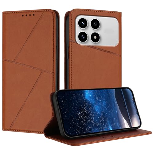 �Ή��@�� for Xiaomi Poco F8 Pro,�Ή��@�� for Redmi K90 �t���b�v���X�^���h�A�}�O�l�b�g���J�A�X���b�g�t���ی�P�[�X Brown