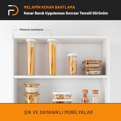 FURNDIY Beyaz Melamin Tutkallı Kenar Bandı 20 mm x 10 mt | Ütü bandı | Mobilya Onarım ve Restorasyonu için Kendinden Yapışkanlı Melamin Kenar Bandı