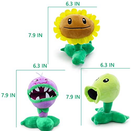 Maikerry 3 Pieces Plants And Zombies Vs Plush Toy, 8'' Tall Pvz Stuffed Figure Doll For Children, Great Gifts For Kids And Fans #TOP4