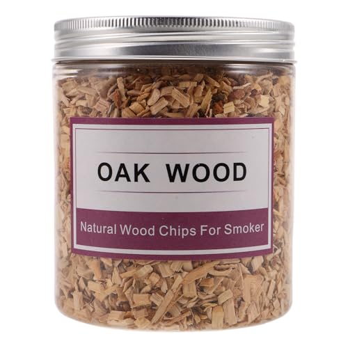 Sosoport Oak BBQ Wood Chips for Smoking Cocktails and Western BBQ, Kiln Dried Medium Coarse Cut Oak Shavings 130-140g Bottle, Barbecue Smoker Box Wood Chips for Outdoor Grilling