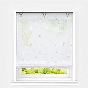 Heichkell Schmetterling Weiß Silber Raffrollo 120x130