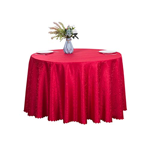 Nappe brodée ronde rouge 3m40 en coton premium pour table de salle à manger - 2