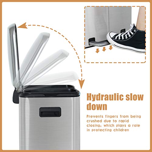 Caneca de basura ovalada acero inoxidable 40L miniatura 3