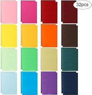 JPSOR 32pcs Pocket Notebook, Blank Book, 16 Colors Unlined Plain Colorful Notebooks Travel