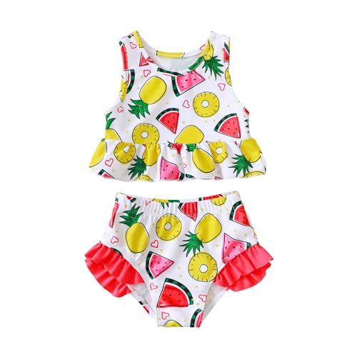 Image of Baby Swimsuit Girl Two Piece Bathing Suit Toddler Girls Summer Beach Ruffle Tankini Swimwear 1-7Y