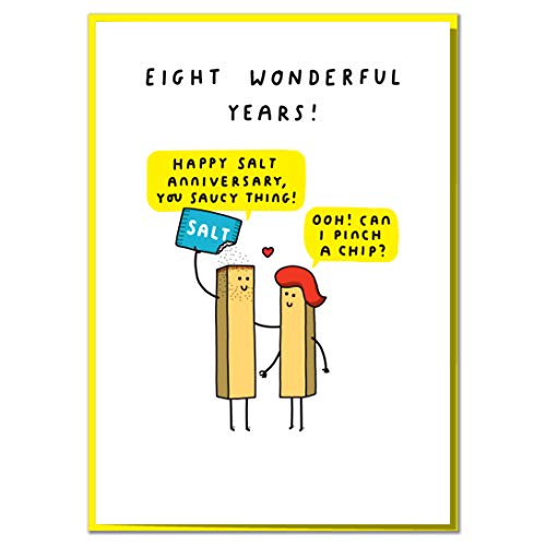 Happy 8th Weddng Annversary Greetng Card Salt Weddng - Etsy UK