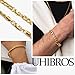 UHIBROS 316L Stainless Steel Chain Bracelet for Men Women, 18K Gold Sturdy Metal Link, Silver Black Cuban/Figaro/Paperclip/Rope Fashion Jewelry Set for Dad, Boyfriend, Husband, Girlfriend (Gold-Set B, 6.5 inch(X-Small))