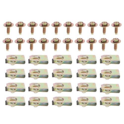 Pruojhw 20 clips de sujeción para parachoques, clips de fijación para parachoques, tornillos y tuercas, clips para parachoques, 20 clips en forma de U, juego de fijación, clips para coche, tornillos