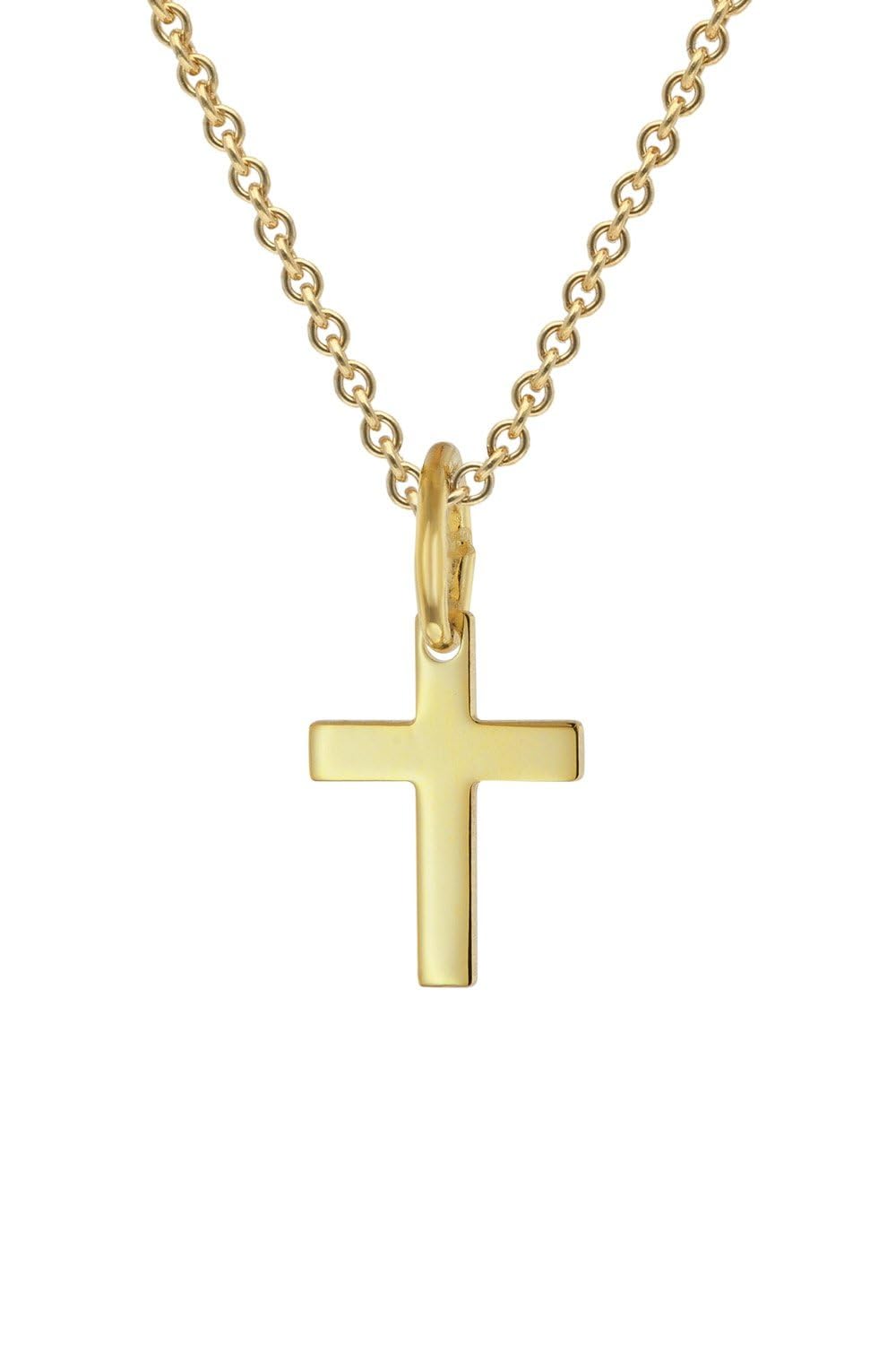 trendor Kreuz-Anhänger 333 Gold Mit Vergoldeter Silberkette für Kinder | zeitloses Schmuckstück für Kids, zauberhafte Geschenkidee