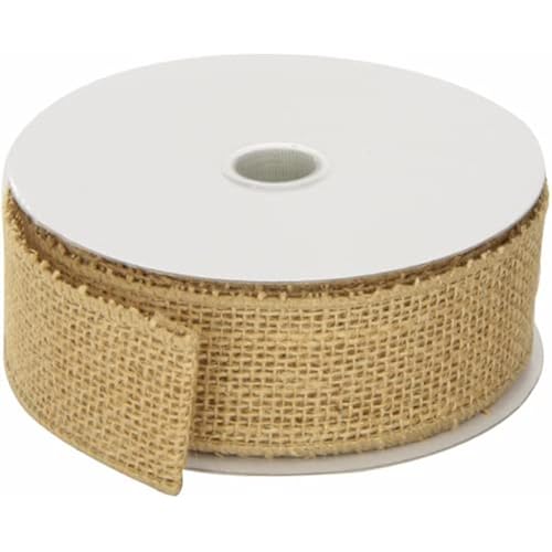Morex Natural Burlap Wired Ribbon for Decorations, Holidays, Parties, Home and Outdoor Decor, 1.5" x 10 Yd, Natural
