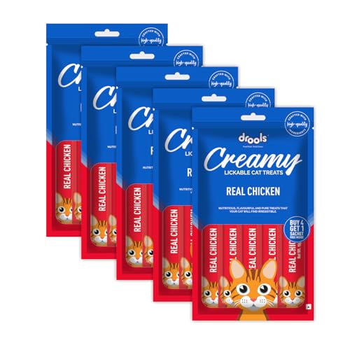 Drools Creamy Lickable Cat Treat Real Chicken (Pack of 5 Pouches, 375g) All Life Stages (B0CV5265NG) Amazon Price History, Amazon Price Tracker