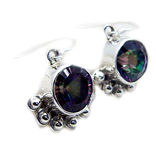 Boucles d'oreilles quartz mystique argent femme bijoux faits à la main