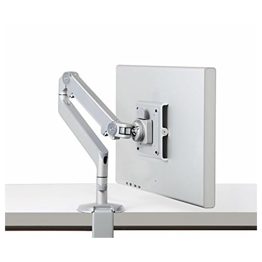 Braço de monitor Humanscale M2, suporte de grampo, prata com acabamento em cinza