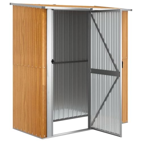 Casetta Da Giardino Casetta Per Cabine Ripostiglio Casetta Per La Casa Casetta Per Esterni Robusta 180,5 X 97 X 209,5 Cm Acciaio Zincato Marrone Aspetto Legno 02_0022160 - 3