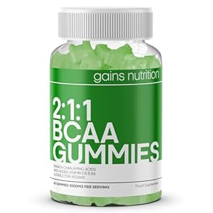 BCAA 2:1:1 Gummies for Men & Women – 1000mg Branch Chain Amino Acids Per Serving: L-Leucine, L-Isoleucine & L-Valine – Natural Apple Flavoured, Suitable for Vegans