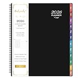 2026 Planner - 2026 Planner Weekly and Monthly, 2026 Calendar Planner, JAN. 2026 - DEC. 2026,9' x 11', Weekly Monthly Planner 2026 with Colorful Tabs, Waterproof Cover, Twin-wire Binding, Back Pocket - Black