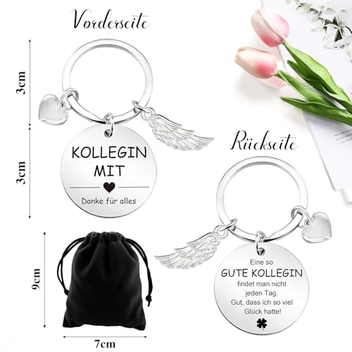 Happirra Beste Kollegin Geschenke, Schlüsselanhänger Schutzengel Glücksbringer, Abschied Lieblingskollegin Abschiedsgeschenk, Danke Geschenke für Arbeitskollegin Geburtstag Jobwechsel Neuer Job Rente