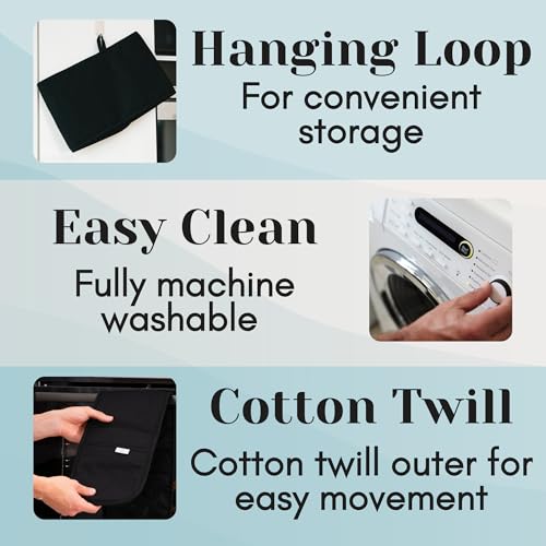Laffair Oven Mitts - Black - Potholders for Home Cooking, Non-Slip Silicon Grip Oven Glove, Heat Resistant Gloves & Modern Oven Gloves – Maximum Heat Protection