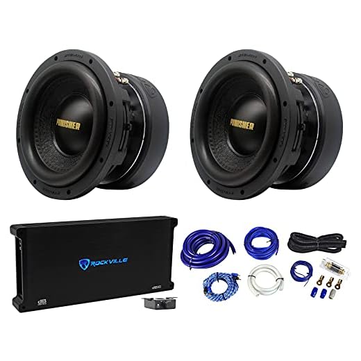 Rockville (2) Punisher 10D2 10" 5000w Competition Car Audio Subwoofers Bundle dB16 8000 Watt Amplifier Car Audio Amp RWK01 Car Amp Wiring Installation Wire Kit (3 Items)