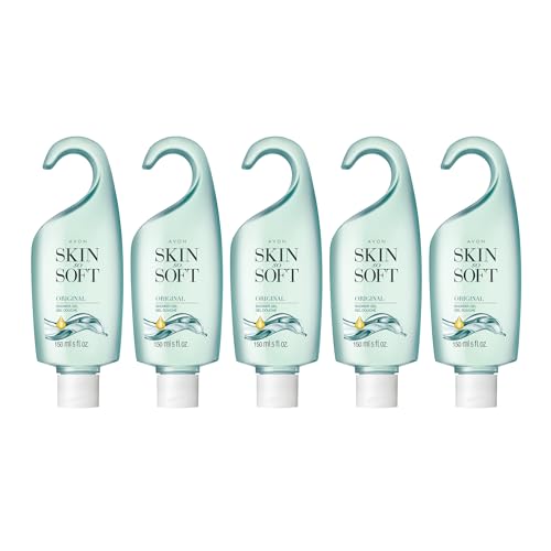 AVON Skin So Soft Original Shower Gel Body Wash – Moisturizing Body Wash for Women with Jojoba Oil, Hydrating Hanging Bath & Shower Gel for Silky Soft Skin – 5-Pack, 5 fl. oz. Each