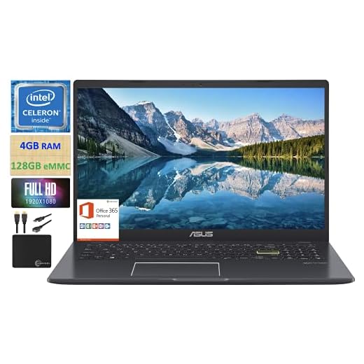 2021 Flagship ASUS Laptop 15.6" Thin Light Laptop Computer, 15.6" FHD Display, Intel Celeron N4020 (up to 2.8GHz),4GB RAM, 128GB eMMC,Webcam,WiFi, Backlit Keyboard,Microsoft 365,Win10 S+Marxsol Cables
