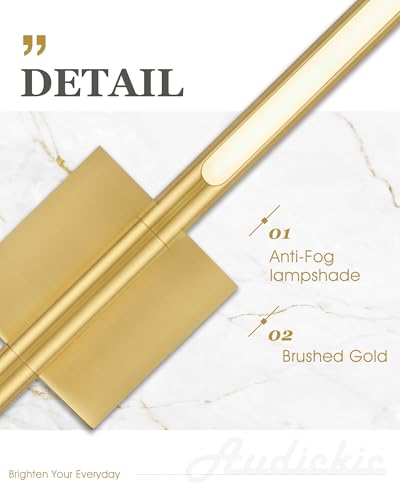 Image of 30 Inch Bathroom Light Fixtures, 16W 3CCT Dimmable CRI90 Brushed Gold LED Vanity Lighting Fixtures Over Mirror, 360 Rotatable Modern Bathroom Vanity Light Bar, AD-W9465-L75-GD
