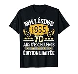Millésime 1955 édition limitée, née en 1955, fabriqué en 1955 est le design idéal et cadeau pour les 70 ans anniversaire cadeau, fête des Mères, fête des Pères. Vintage 1955 t-shirt, cadeau anniversaire 70 ans homme humour. Vintage 1955 décorations