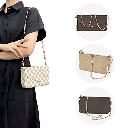 Image of jiesinlov Thin Purse Chain Strap CrossBody Handbag Gold Long bag Chains Shoulder Bag Strap Replacement,with Metal Buckles For Pochette (A 35.4in)