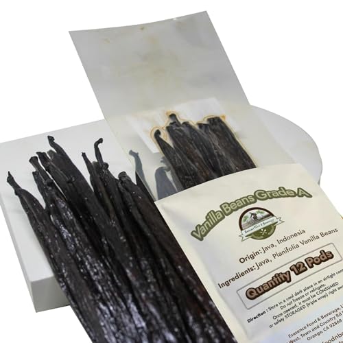 12 Large Vanilla Beans For Making Vanilla Extract Grade A - NON-GMO Planifolia Type Bulk, 6-8 Inches Grade A+
