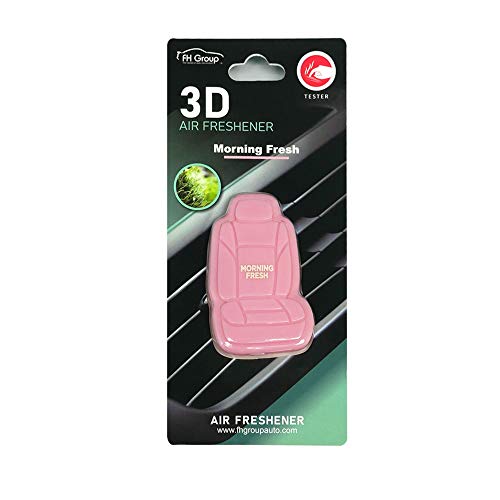 Image of FH Group Morning Fresh 3D Scented Air Freshener 1-Pack Clip-On Non-Toxic, Plastic Alcohol-Free Fragrance Oil Car Seat Shape Long Lasting for Cars, SUVs, Closets, Small Spaces, etc. Pink