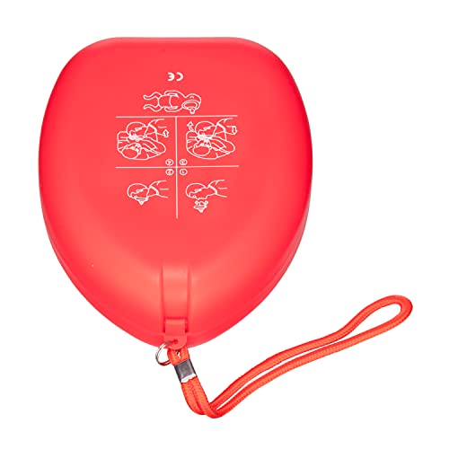 Novamedic First Aid Adult And Child Cpr Rescue Mask, Detachable Single Valve Pocket Resuscitator With Hard Case And Wrist Strap Kit, Red #TOP4